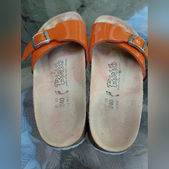 Birkis By Birkwnstock Women Size 37/6 Us Narrow Birkenstock Orange Sandals - Picture 6 of 8
